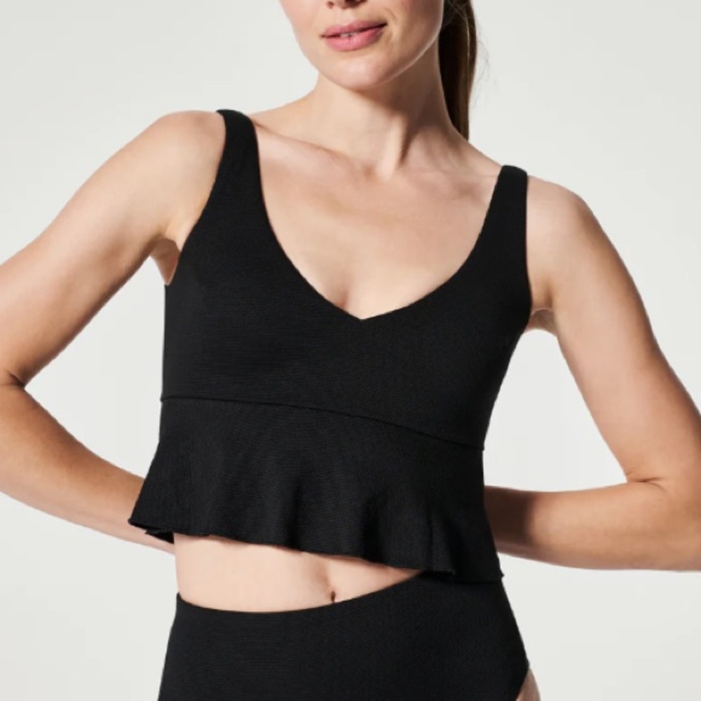 SPANX Pique Longline Flounce Swim Top